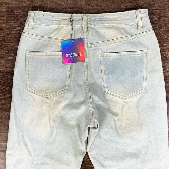 Women’s NEW Missguided Ripped/Shredded Denim High Waist Boyfriend Jeans, 6 - NWT - Picture 10 of 11